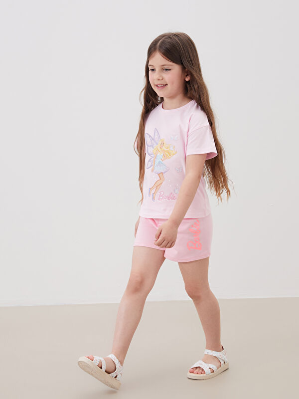 LCW Kids Barbie Baskılı Kız Çocuk Şort
