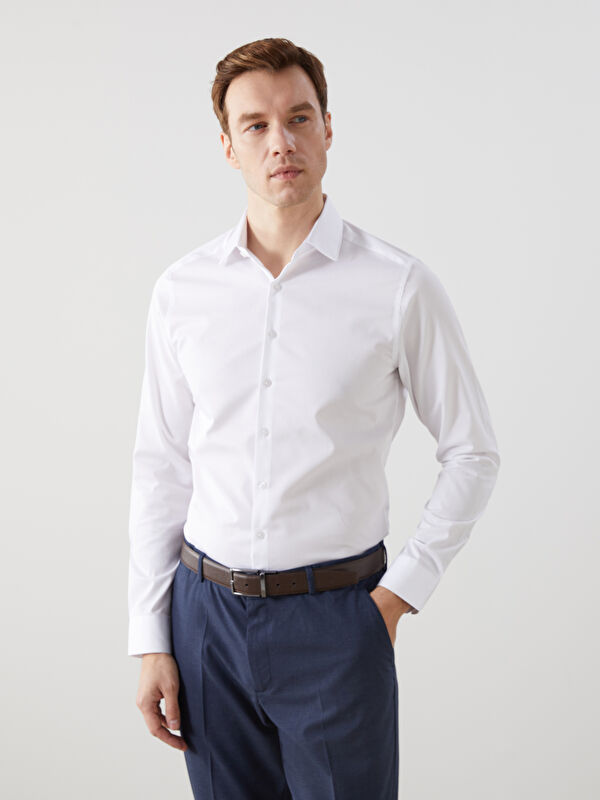 LCW BUSINESS Slim Fit Uzun Kollu Gabardin Erkek Gömlek