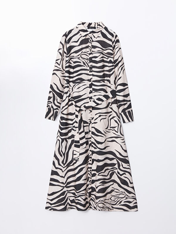 超人気ブティック LC Waikiki Zebra Patterned Women's Shirt Dress -S5JT07Z8-F9C 下着・アンダーウェア