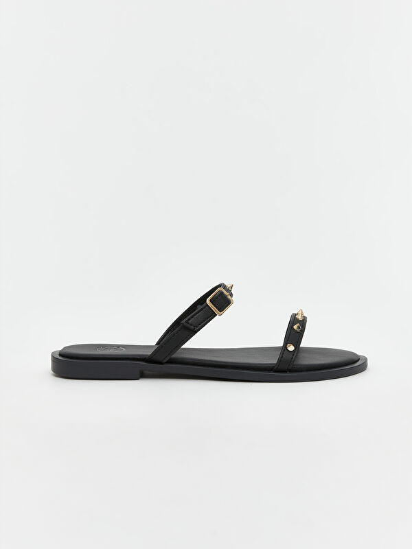 Deri Görünümlü Kadın Terlik - Görsel 3