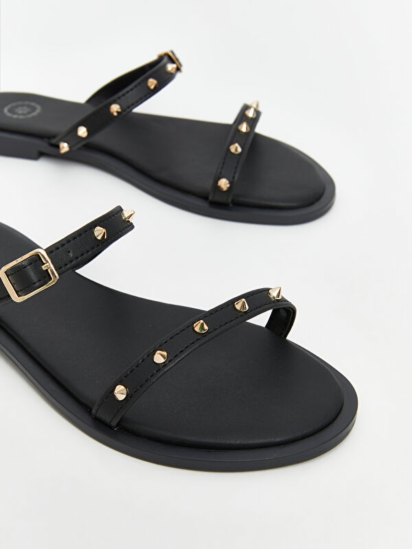 Deri Görünümlü Kadın Terlik - Görsel 4