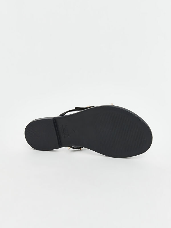 Deri Görünümlü Kadın Terlik - Görsel 5