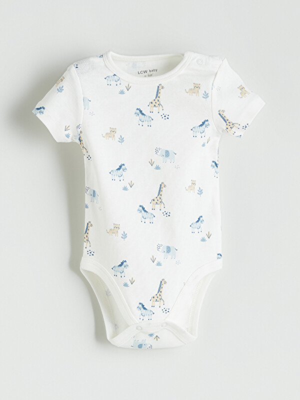 LCW baby Bisiklet Yaka Baskılı Erkek Bebek Çıtçıtlı Body
