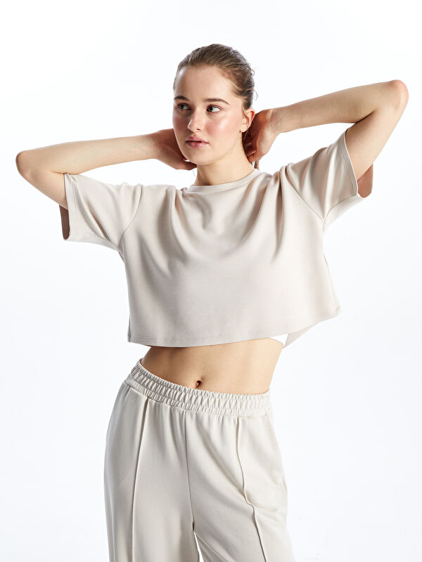 XSIDE ACTIVE Bisiklet Yaka Crop Kadın Spor Tişört