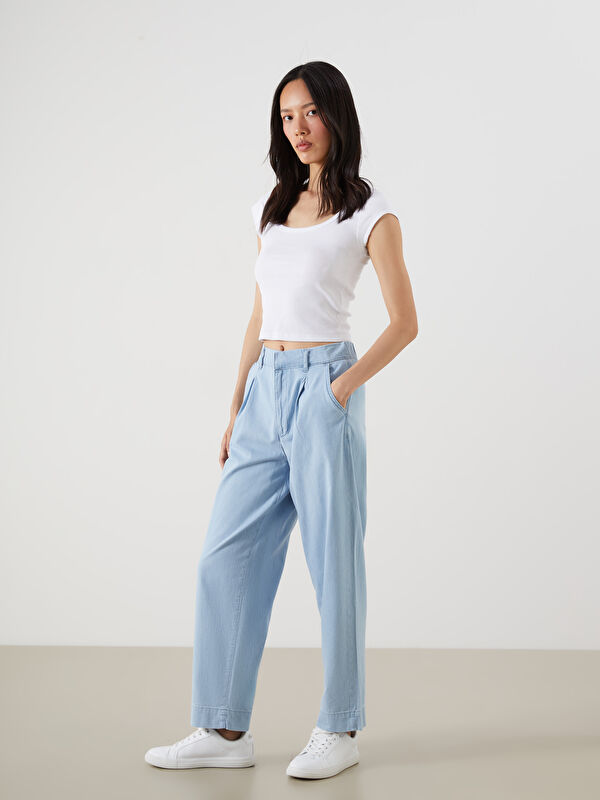 LCW Jeans Beli Lastikli Carrot Fit Kadın Jean Pantolon