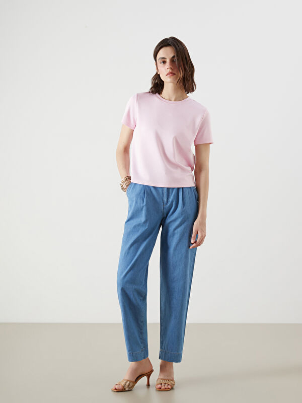 LCW Jeans Beli Lastikli Carrot Fit Kadın Jean Pantolon