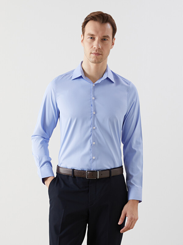 LCW BUSINESS Slim Fit Uzun Kollu Gabardin Erkek Gömlek