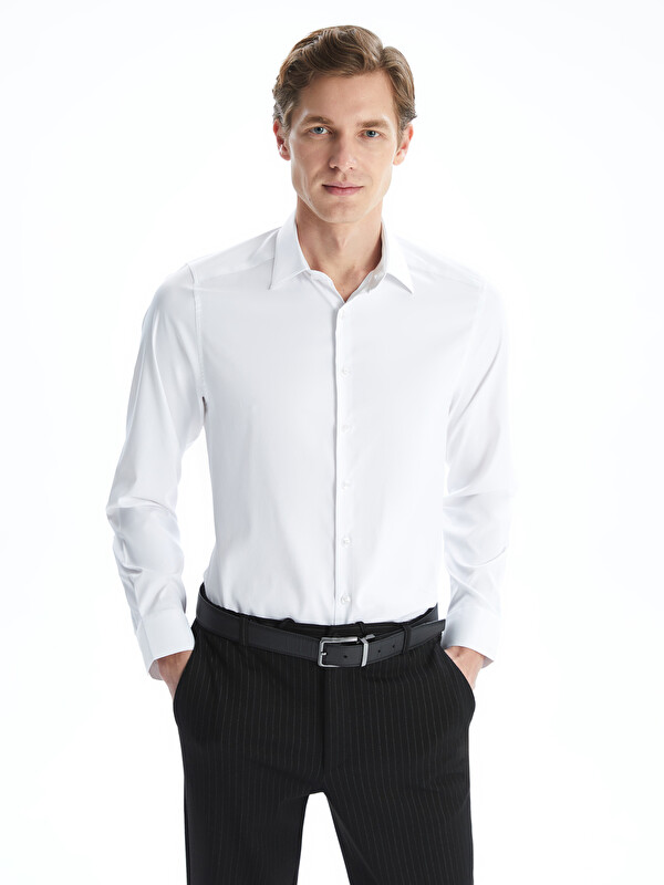 LCW BUSINESS Slim Fit Uzun Kollu Gabardin Erkek Gömlek