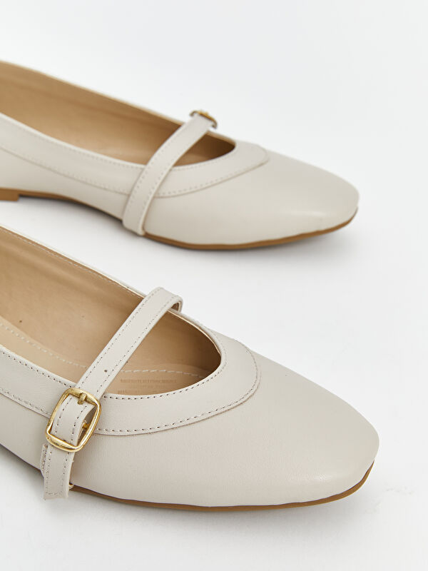 Lcw Steps Bej Lcw Steps Deri Görünümlü Kadın Babet Ayakkabı