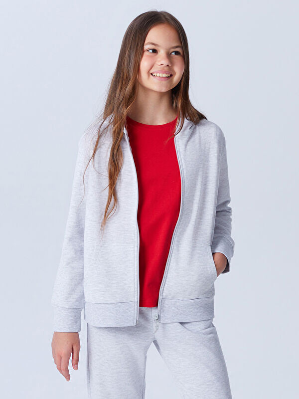 LCW Kids Bisiklet Yaka Düz Penye Kız Çocuk Tişört