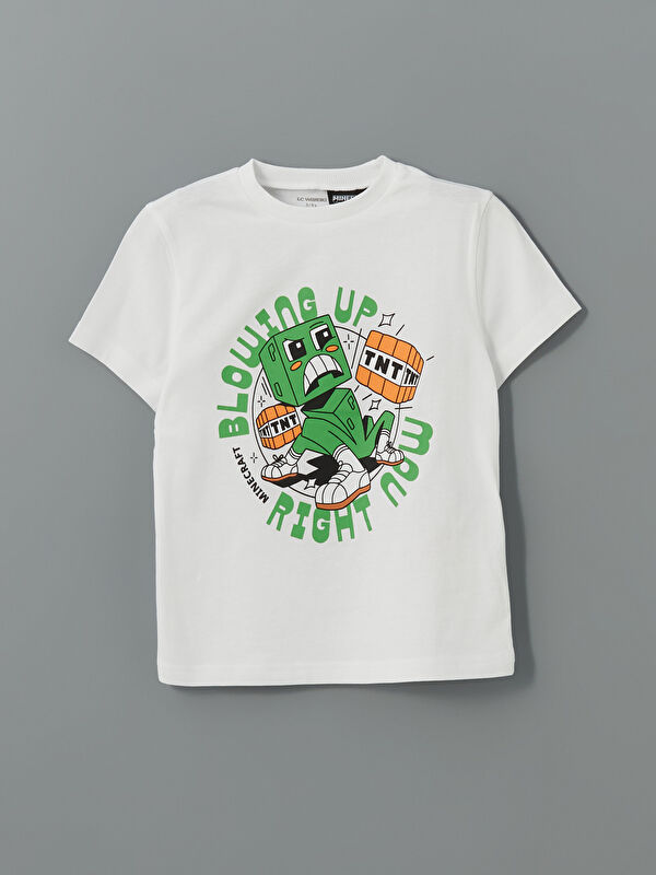 LCW Kids Bisiklet Yaka Baskılı Erkek Çocuk Tişört