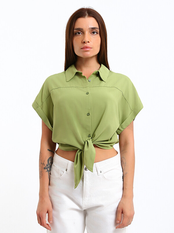 XSIDE Chemise Nouée à l'Avant pour Femmes Coupe Régulière