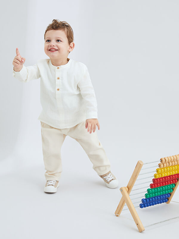 LCW baby Keten Karışımlı Erkek Bebek Gömlek