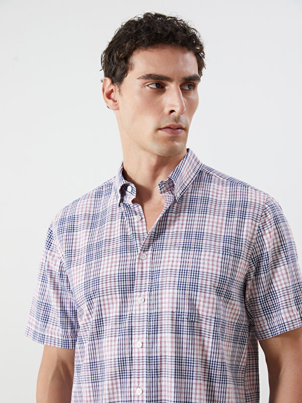 LCWAIKIKI Classic Regular Fit Kısa Kollu Ekose Poplin Erkek Gömlek
