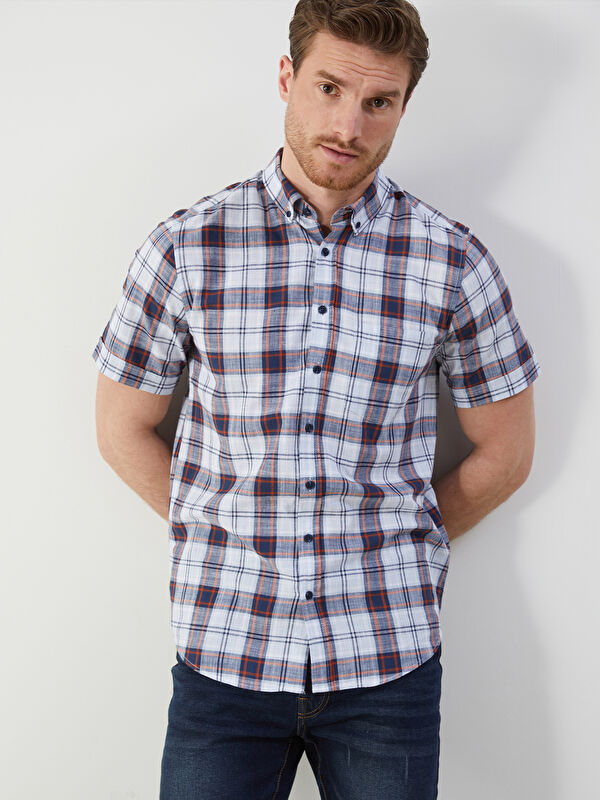 LCWAIKIKI Classic Regular Fit Kısa Kollu Ekose Erkek Gömlek