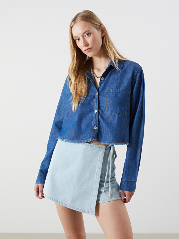 LCW Jeans قميص دنيم محصول للسيدات
