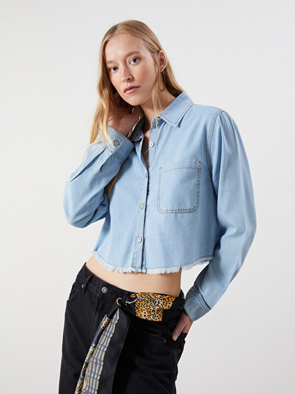 LCW Jeans قميص دنيم محصول للسيدات
