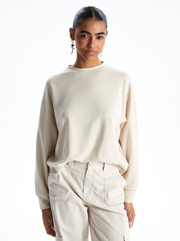 XSIDE Bisiklet Yaka Oversize Kadın Sweatshirt