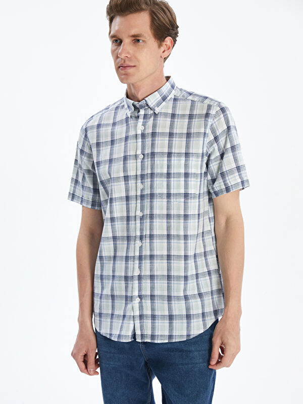 LCWAIKIKI Classic Regular Fit Kısa Kollu Ekose Erkek Gömlek