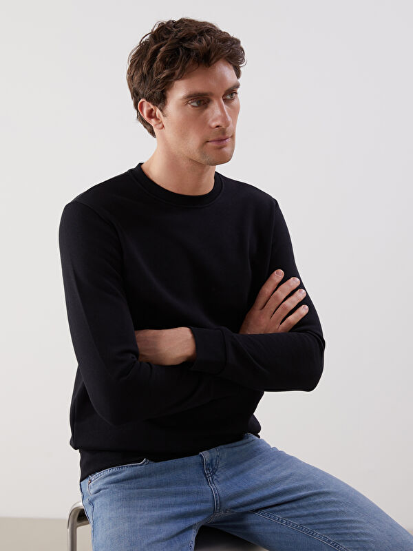 LCWAIKIKI Basic Bisiklet Yaka Erkek Kalın Sweatshirt