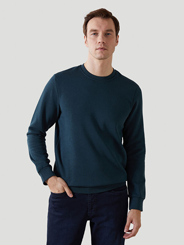 LCWAIKIKI Basic Bisiklet Yaka Erkek Kalın Sweatshirt