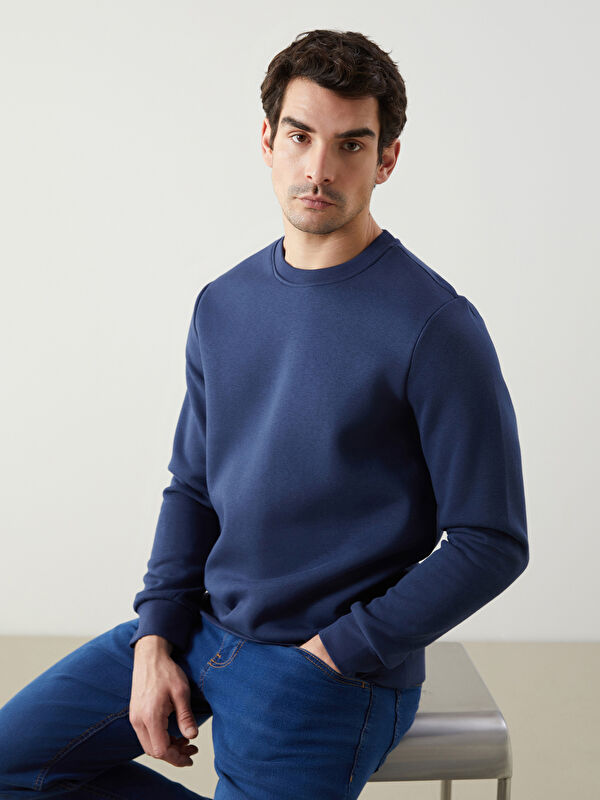 LCWAIKIKI Basic Bisiklet Yaka Erkek Kalın Sweatshirt