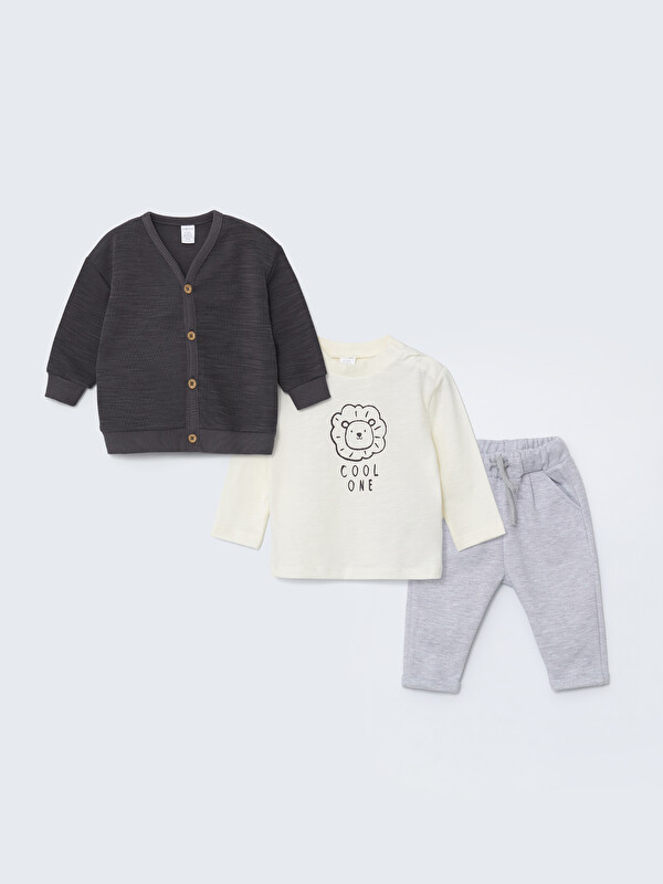 LCW ECO V Neck Baby Boys' Set 3 Pieces