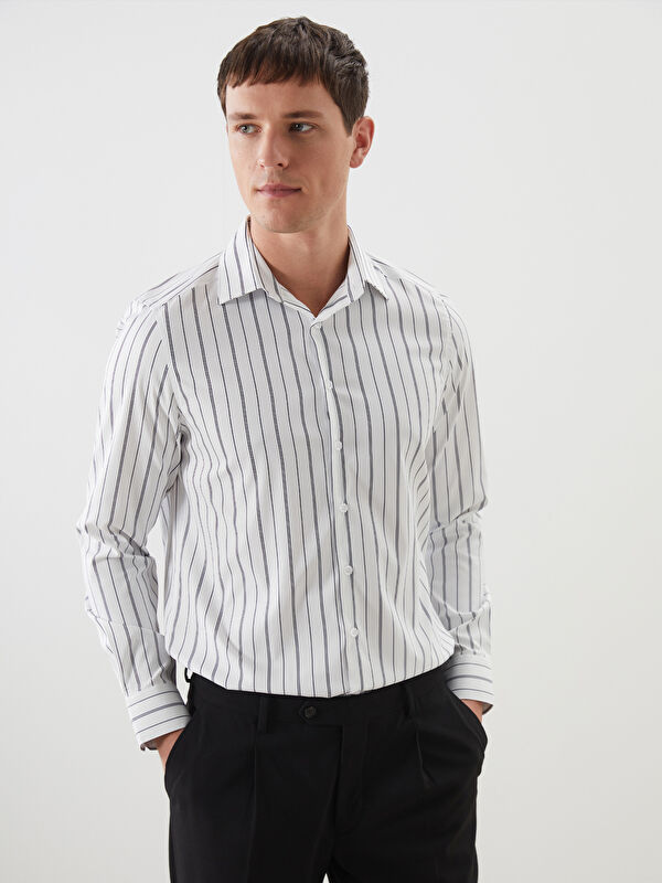 LCW BUSINESS Slim Fit Uzun Kollu Çizgili Erkek Gömlek