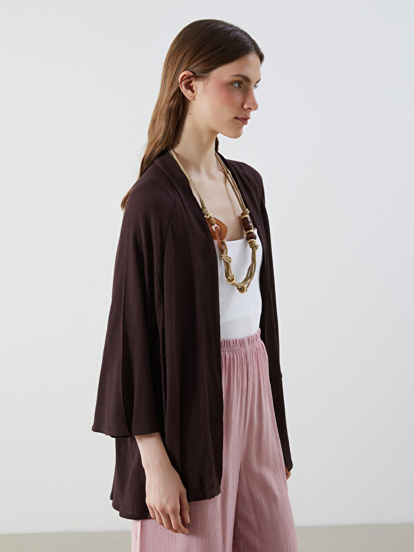 LCW Vision Shawl Collar Textured Oversize Women's Kimono