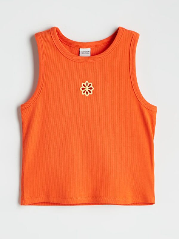 LCW Kids Bisiklet Yaka Çiçekli Kız Çocuk Crop Atlet
