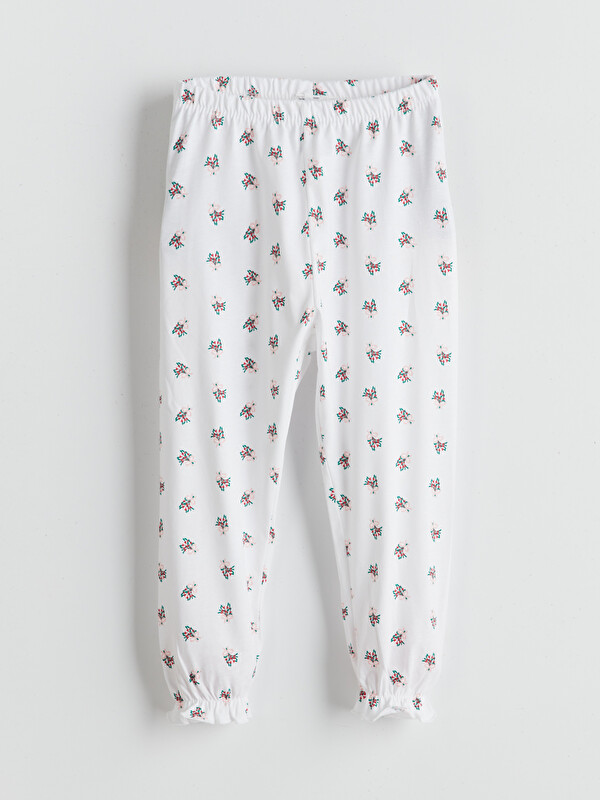 LCW baby Beli Lastikli Çiçekli Kız Bebek Pijama Alt
