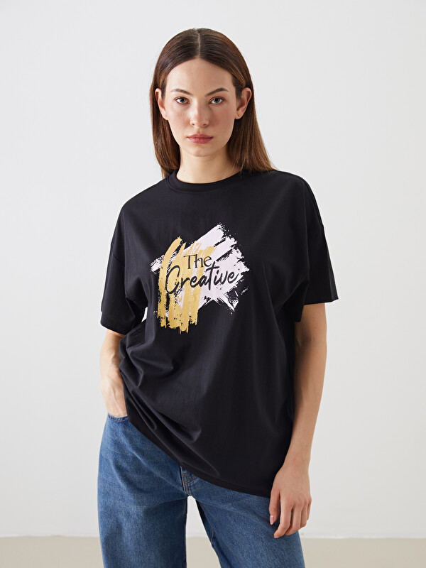 LCWAIKIKI Classic Crew Neck Printed Oversize Women's T-Shirt