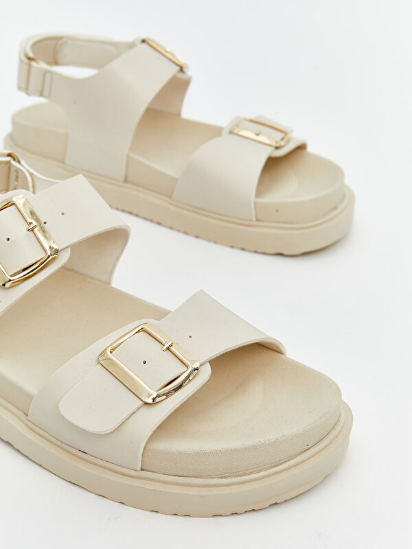 Lcw Steps Bej Lcw Steps Deri Görünümlü Kadın Sandalet