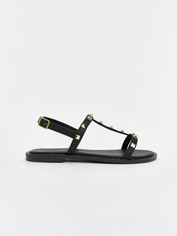 Deri Görünümlü Kadın Sandalet - Görsel 3