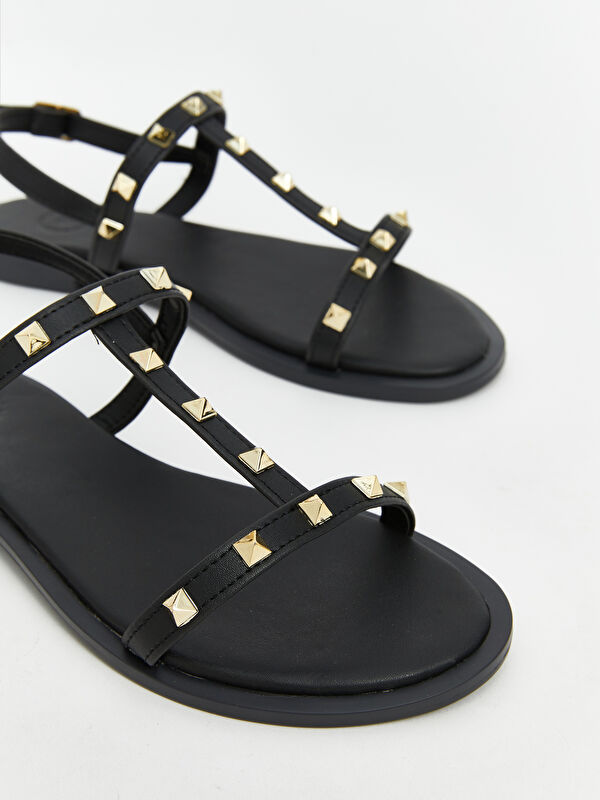 Deri Görünümlü Kadın Sandalet - Görsel 4