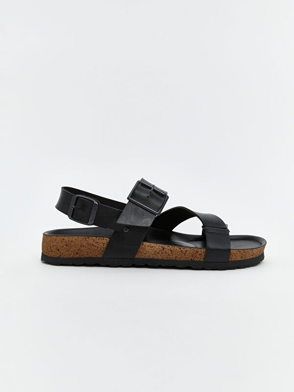 Deri Görünümlü Erkek Sandalet - Görsel 3