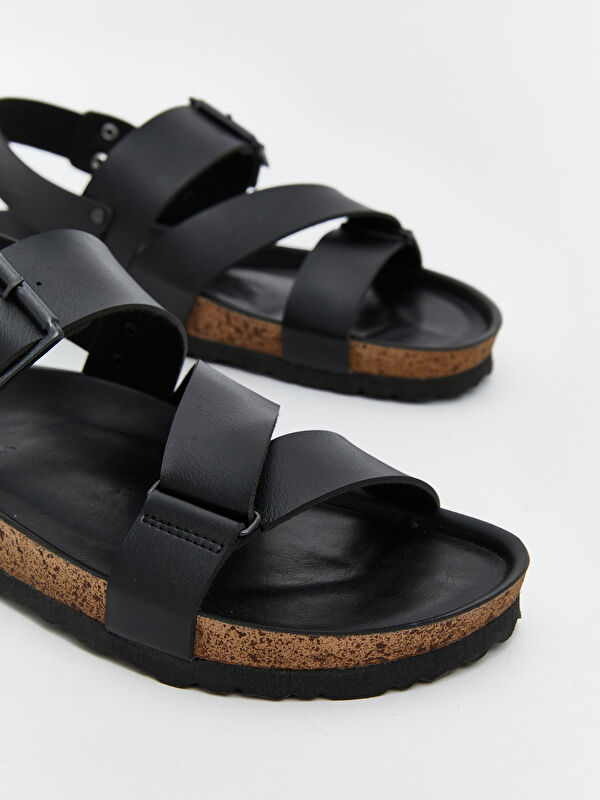 Deri Görünümlü Erkek Sandalet - Görsel 4