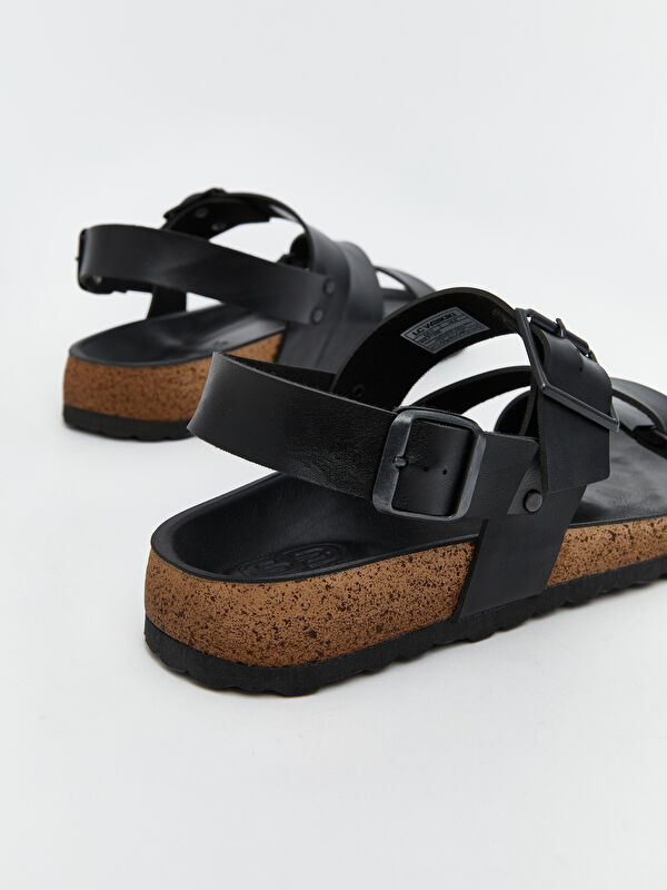 Deri Görünümlü Erkek Sandalet - Görsel 6