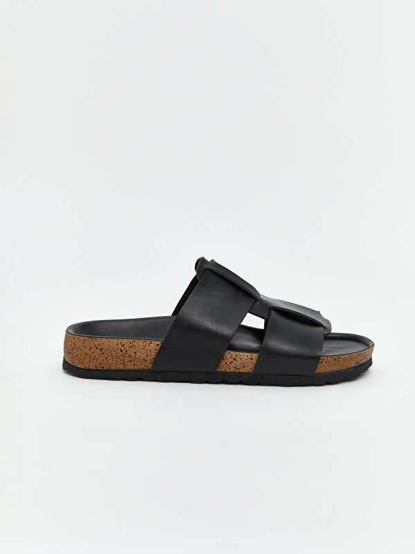 Deri Görünümlü Erkek Terlik - Görsel 3