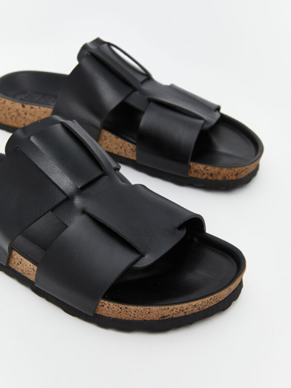 Deri Görünümlü Erkek Terlik - Görsel 4