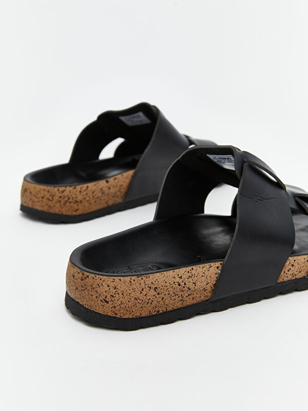 Deri Görünümlü Erkek Terlik - Görsel 6