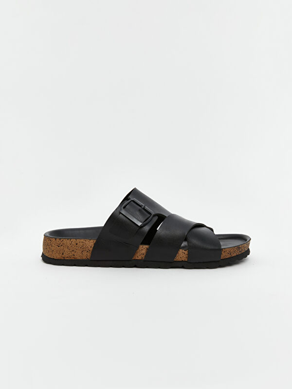 Deri Görünümlü Erkek Terlik - Görsel 3