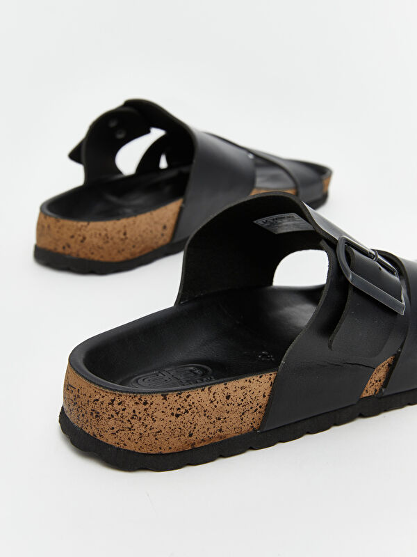 Deri Görünümlü Erkek Terlik - Görsel 5