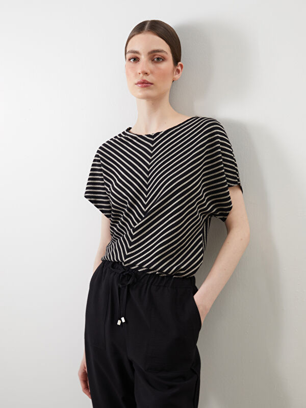 LCWAIKIKI Classic Bisiklet Yaka Çizgili Kadın Body
