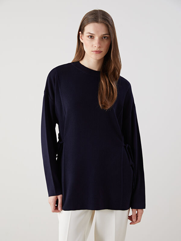 LCW Modest Dik Yaka Oversize Kadın Triko Tunik