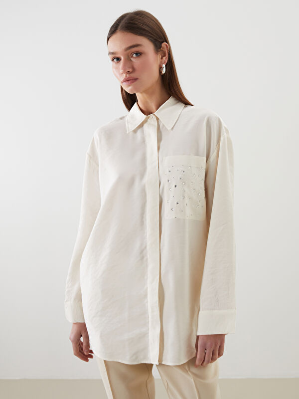 LCW Modest Taşlı Modal Karışımlı Kadın Gömlek Tunik