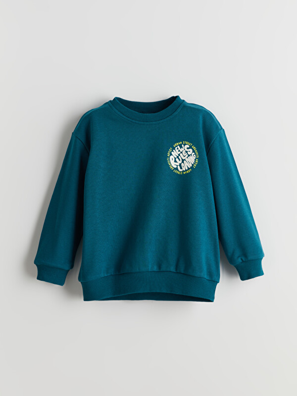 LCW Kids Bisiklet Yaka Baskılı Erkek Çocuk Sweatshirt