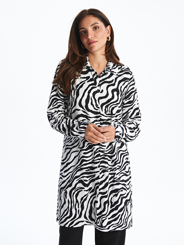 LCWAIKIKI Classic Tunique en chemise à motifs zèbre pour Femmes
