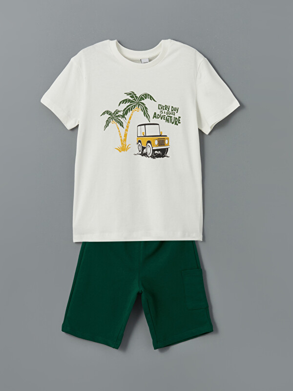 LCW Kids Lot de 2 T-shirts et Shorts Imprimés pour Garçons