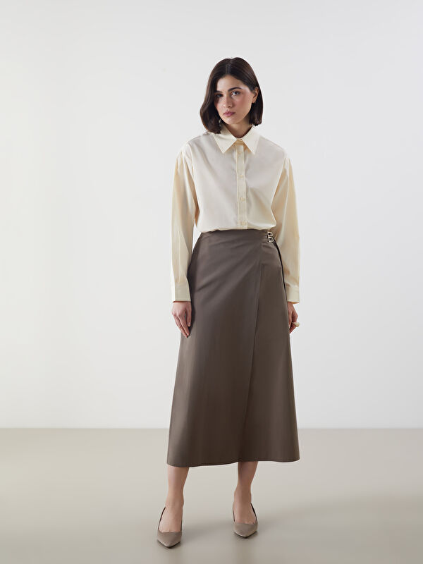 LCW Modest Beli Fermuarlı Gabardin Etek